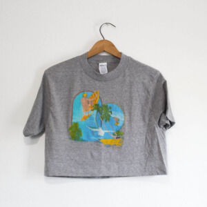 Vintage Surfing Crop Top T Shirt Large